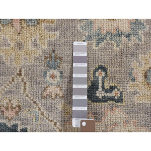 3'x3' Light Gray, Hand Knotted Pure Wool, Oushak Design Sample Fragment, Square Oriental Rug FWR482052