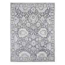 Load image into Gallery viewer, 7&#39;10&quot;x10&#39;4&quot; Gray, Silk with Textured Wool, Hand Knotted, Oushak Influence, Oriental Rug FWR482352