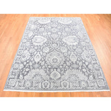 Load image into Gallery viewer, 7&#39;10&quot;x10&#39;4&quot; Gray, Silk with Textured Wool, Hand Knotted, Oushak Influence, Oriental Rug FWR482352