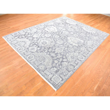 Load image into Gallery viewer, 7&#39;10&quot;x10&#39;4&quot; Gray, Silk with Textured Wool, Hand Knotted, Oushak Influence, Oriental Rug FWR482352