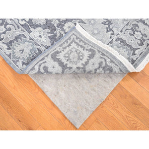 7'10"x10'4" Gray, Silk with Textured Wool, Hand Knotted, Oushak Influence, Oriental Rug FWR482352