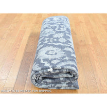 Load image into Gallery viewer, 7&#39;10&quot;x10&#39;4&quot; Gray, Silk with Textured Wool, Hand Knotted, Oushak Influence, Oriental Rug FWR482352