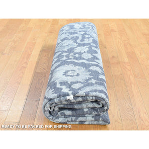 7'10"x10'4" Gray, Silk with Textured Wool, Hand Knotted, Oushak Influence, Oriental Rug FWR482352