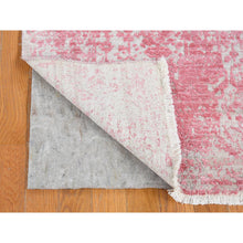 Load image into Gallery viewer, 2&#39;6&quot;x7&#39;9&quot; Pink, Tone on Tone, Broken Persian Design, Hand Knotted, Wool and Real Silk, Runner, Oriental Rug FWR483054