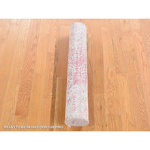 Load image into Gallery viewer, 2&#39;6&quot;x7&#39;9&quot; Pink, Tone on Tone, Broken Persian Design, Hand Knotted, Wool and Real Silk, Runner, Oriental Rug FWR483054