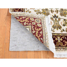 Load image into Gallery viewer, 4&#39;x6&#39;2&quot; Ivory, Rajasthan with All Over Leaf Scroll Flower Design, Wool and Silk, Hand Knotted Oriental Rug FWR484320