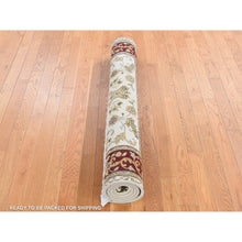 Load image into Gallery viewer, 4&#39;x6&#39;2&quot; Ivory, Rajasthan with All Over Leaf Scroll Flower Design, Wool and Silk, Hand Knotted Oriental Rug FWR484320