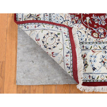 Load image into Gallery viewer, 5&#39;1&quot;x5&#39;1&quot; Cherry Red, Pure Wool, 250 KPSI Nain with Center Medallion Flower Design, Hand Knotted, Oriental Square Rug FWR484602