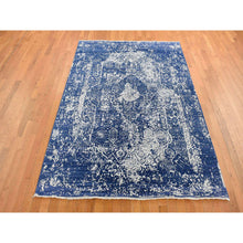 Load image into Gallery viewer, 6&#39;x8&#39;9&quot; Yale Blue, Wool and Silk, Hand Knotted, Broken Persian Design, Oriental Rug FWR484968