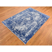 Load image into Gallery viewer, 6&#39;x8&#39;9&quot; Yale Blue, Wool and Silk, Hand Knotted, Broken Persian Design, Oriental Rug FWR484968