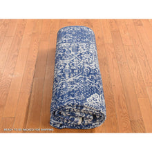 Load image into Gallery viewer, 6&#39;x8&#39;9&quot; Yale Blue, Wool and Silk, Hand Knotted, Broken Persian Design, Oriental Rug FWR484968