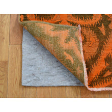 Load image into Gallery viewer, 4&#39;1&quot;x6&#39;1&quot; Metallic Orange, Hand Knotted, Overdyed Orange Cast Ikat, Pure Wool, Oriental Rug FWR485178