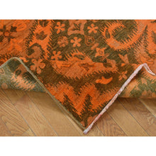 Load image into Gallery viewer, 4&#39;1&quot;x6&#39;1&quot; Metallic Orange, Hand Knotted, Overdyed Orange Cast Ikat, Pure Wool, Oriental Rug FWR485178