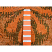 Load image into Gallery viewer, 4&#39;1&quot;x6&#39;1&quot; Metallic Orange, Hand Knotted, Overdyed Orange Cast Ikat, Pure Wool, Oriental Rug FWR485178