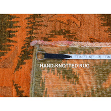 Load image into Gallery viewer, 4&#39;1&quot;x6&#39;1&quot; Metallic Orange, Hand Knotted, Overdyed Orange Cast Ikat, Pure Wool, Oriental Rug FWR485178