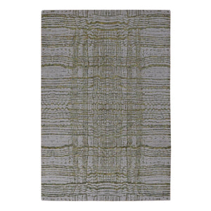 6'x8'9" Goose Gray, Modern Fine Jacquard Hand Loomed, Wool and Art Silk, Oriental Rug FWR485808