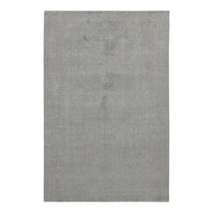 5'9"x9' Taupe, Fine Jacquard Hand Loomed, Modern Tone on Tone, Wool and Art Silk, Oriental Rug FWR485862