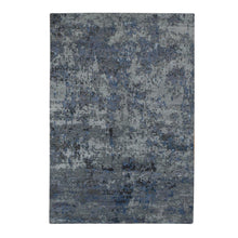 Load image into Gallery viewer, 6&#39;x8&#39;10&quot; Cloud Gray, Hi-Low Pile, Abstract Design, Wool and Silk, Soft to The Touch, Hand Knotted, Oriental Rug FWR485880