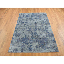 Load image into Gallery viewer, 6&#39;x8&#39;10&quot; Cloud Gray, Hi-Low Pile, Abstract Design, Wool and Silk, Soft to The Touch, Hand Knotted, Oriental Rug FWR485880