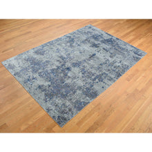 Load image into Gallery viewer, 6&#39;x8&#39;10&quot; Cloud Gray, Hi-Low Pile, Abstract Design, Wool and Silk, Soft to The Touch, Hand Knotted, Oriental Rug FWR485880