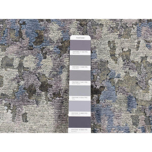 6'x8'10" Cloud Gray, Hi-Low Pile, Abstract Design, Wool and Silk, Soft to The Touch, Hand Knotted, Oriental Rug FWR485880