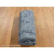 Load image into Gallery viewer, 6&#39;x8&#39;10&quot; Cloud Gray, Hi-Low Pile, Abstract Design, Wool and Silk, Soft to The Touch, Hand Knotted, Oriental Rug FWR485880