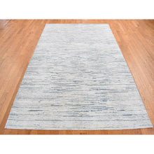 Load image into Gallery viewer, 6&#39;1&quot;x9&#39;4&quot; Frost White, 100% Wool, Striae Design, Hand Knotted, Oriental Rug FWR485946