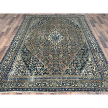 Load image into Gallery viewer, 6&#39;6&quot;x9&#39;6&quot; Brown, Vintage Persian Hamadan Cropped Thin, Distressed Look Worn Wool Hand Knotted, Oriental Rug FWR487164