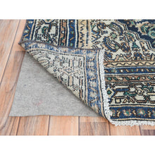 Load image into Gallery viewer, 6&#39;6&quot;x9&#39;6&quot; Brown, Vintage Persian Hamadan Cropped Thin, Distressed Look Worn Wool Hand Knotted, Oriental Rug FWR487164