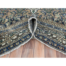 Load image into Gallery viewer, 6&#39;6&quot;x9&#39;6&quot; Brown, Vintage Persian Hamadan Cropped Thin, Distressed Look Worn Wool Hand Knotted, Oriental Rug FWR487164