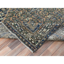 Load image into Gallery viewer, 6&#39;6&quot;x9&#39;6&quot; Brown, Vintage Persian Hamadan Cropped Thin, Distressed Look Worn Wool Hand Knotted, Oriental Rug FWR487164