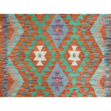 Load image into Gallery viewer, 4&#39;x6&#39; Colorful, Flat Weave, Afghan Kilim with Geometric Design, Vibrant Wool, Hand Woven, Vegetable Dyes, Reversible Oriental Rug FWR487830