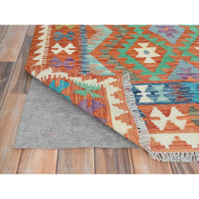 Load image into Gallery viewer, 4&#39;x6&#39; Colorful, Flat Weave, Afghan Kilim with Geometric Design, Vibrant Wool, Hand Woven, Vegetable Dyes, Reversible Oriental Rug FWR487830