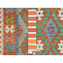 Load image into Gallery viewer, 4&#39;x6&#39; Colorful, Flat Weave, Afghan Kilim with Geometric Design, Vibrant Wool, Hand Woven, Vegetable Dyes, Reversible Oriental Rug FWR487830