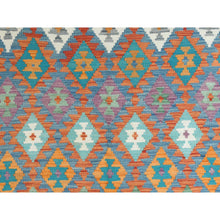 Load image into Gallery viewer, 4&#39;5&quot;x5&#39;10&quot; Colorful, Afghan Kilim with Geometric Design, Hand Woven, Vegetable Dyes, Flat Weave, Reversible, Pure Wool Oriental Rug FWR487896