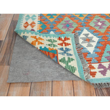 Load image into Gallery viewer, 4&#39;5&quot;x5&#39;10&quot; Colorful, Afghan Kilim with Geometric Design, Hand Woven, Vegetable Dyes, Flat Weave, Reversible, Pure Wool Oriental Rug FWR487896