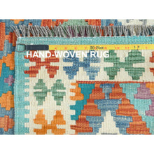 Load image into Gallery viewer, 4&#39;5&quot;x5&#39;10&quot; Colorful, Afghan Kilim with Geometric Design, Hand Woven, Vegetable Dyes, Flat Weave, Reversible, Pure Wool Oriental Rug FWR487896