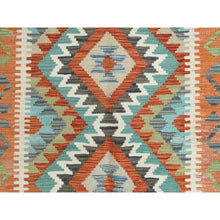 Load image into Gallery viewer, 4&#39;3&quot;x6&#39;1&quot; Colorful, Flat Weave, Afghan Kilim with Geometric Design, Pure Wool, Hand Woven, Vegetable Dyes, Reversible Oriental Rug FWR487944