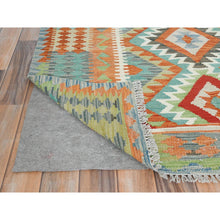 Load image into Gallery viewer, 4&#39;3&quot;x6&#39;1&quot; Colorful, Flat Weave, Afghan Kilim with Geometric Design, Pure Wool, Hand Woven, Vegetable Dyes, Reversible Oriental Rug FWR487944