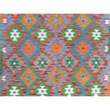 Load image into Gallery viewer, 4&#39;x6&#39; Colorful, Afghan Kilim with Geometric Design, Hand Woven, Veggie Dyes, Flat Weave, Reversible, Organic Wool Oriental Rug FWR488340