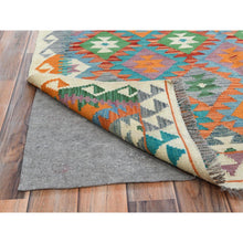 Load image into Gallery viewer, 4&#39;x6&#39; Colorful, Afghan Kilim with Geometric Design, Hand Woven, Veggie Dyes, Flat Weave, Reversible, Organic Wool Oriental Rug FWR488340