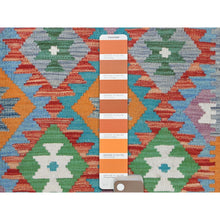 Load image into Gallery viewer, 4&#39;x6&#39; Colorful, Afghan Kilim with Geometric Design, Hand Woven, Veggie Dyes, Flat Weave, Reversible, Organic Wool Oriental Rug FWR488340