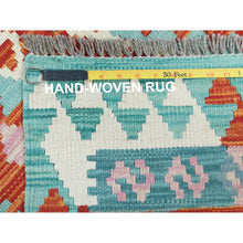 Load image into Gallery viewer, 2&#39;8&quot;x15&#39;5&quot; Colorful, Afghan Kilim with Geometric Design, Pure Wool, Hand Woven, Vegetable Dyes, Flat Weave, Reversible XL Runner Oriental Rug FWR489264