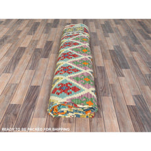 Load image into Gallery viewer, 10&#39;2&quot;x12&#39;9&quot; Colorful, Veggie Dyes Shiny Wool Hand Woven, Afghan Kilim with Geometric Design Flat Weave, Reversible Oriental Rug FWR490746