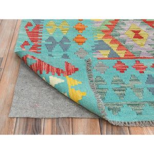 13'1"x16'2" Colorful, Shiny Wool Hand Woven, Afghan Kilim with Geometric Design Flat Weave Veggie Dyes, Reversible Oversized Oriental Rug FWR490818