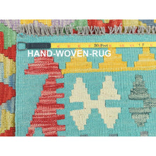 Load image into Gallery viewer, 13&#39;1&quot;x16&#39;2&quot; Colorful, Shiny Wool Hand Woven, Afghan Kilim with Geometric Design Flat Weave Veggie Dyes, Reversible Oversized Oriental Rug FWR490818