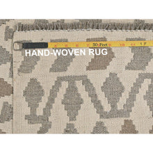 Load image into Gallery viewer, 4&#39;9&quot;x6&#39;5&quot; Ivory, Veggie Dyes Organic Wool Hand Woven, Afghan Kilim with Geometric Elements Flat Weave, Reversible Oriental Rug FWR490968