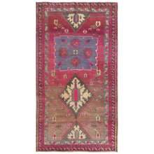 Load image into Gallery viewer, 4&#39;7&quot;x8&#39;2&quot; Pink, Hand Knotted, Bohemian Northwest Persian with a Distinct Abrash, Professionally Cleaned, Worn Down, Pure Wool Oriental Rug FWR491178