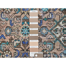 Load image into Gallery viewer, 3&#39;4&quot;x9&#39;5&quot; Tan Color, Vintage Persian Hamadan with All Over Fish Mahi Design, Professionally Cleaned, Pure Wool Hand Knotted, Cropped Thin Wide Runner Oriental Rug FWR491274