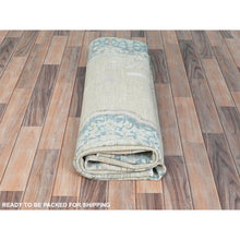 Load image into Gallery viewer, 6&#39;3&quot;x9&#39;6&quot; Ivory, Worn Wool Hand Knotted, Old Persian Kerman Cropped Thin Distressed Look, Oriental Rug FWR491658